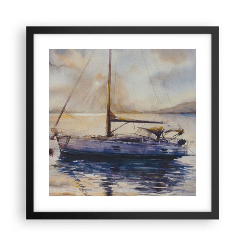 Póster en marco negro - Atardecer en la bahía - 40x40 cm