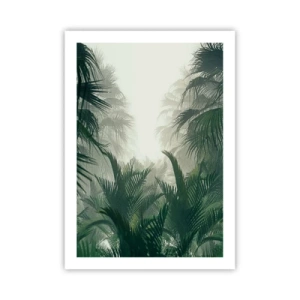 Póster - Vegetación tropical en un entorno brumoso - 50x70cm - Misterio tropical - Decoración de pared moderna para salón y dormitorio ARTTOR