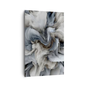 Cuadro sobre lienzo - Impresión de Imagen - Remolino abstracto en tonos de gris y azul. - 80x120cm - Piedra y flor - Decoración de pared moderna para salón y dormitorio ARTTOR