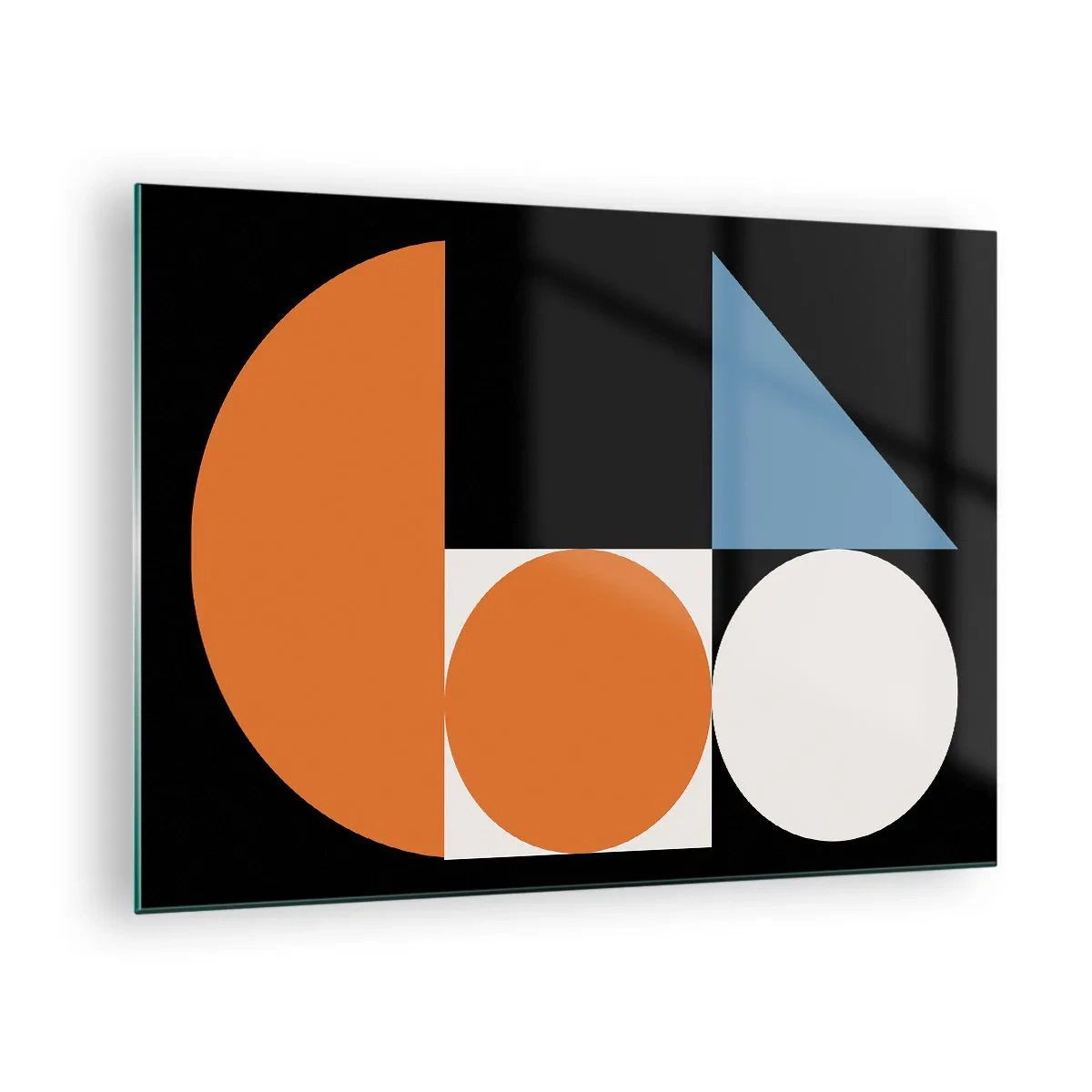 Cuadro sobre vidrio - Impresiones sobre Vidrio - Figuras geométricas en disposición abstracta - 70x50cm - Diseño con figuras - Decoración de pared moderna para salón y dormitorio ARTTOR