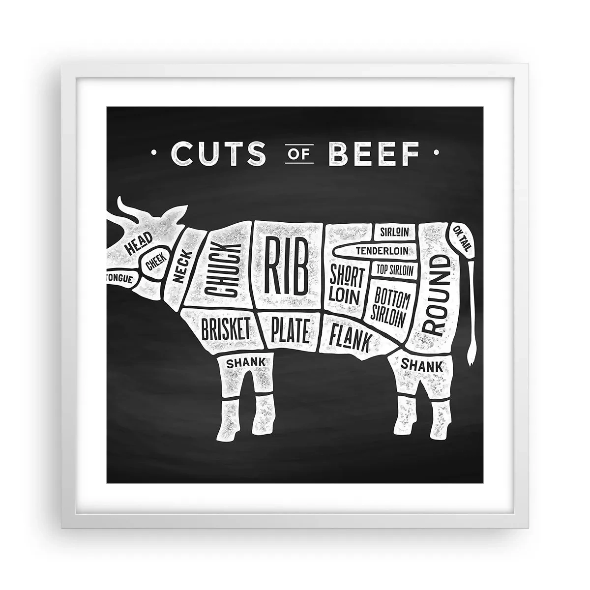 Póster en marco blanco - Manual del carnicero - 50x50 cm