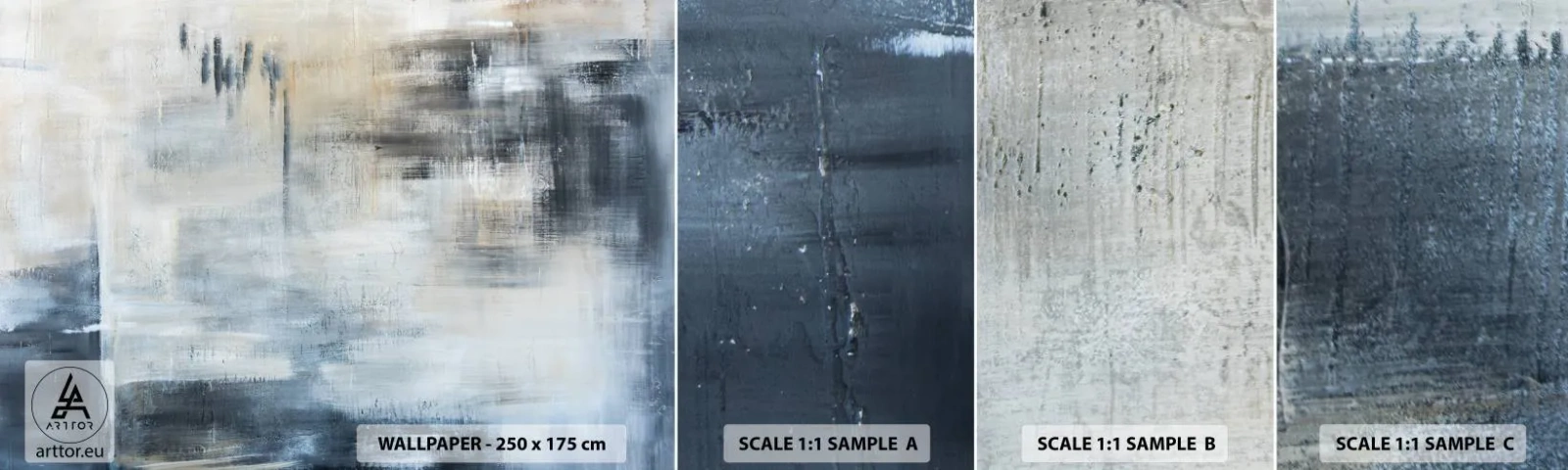 Muestra De Fotomural Standard Eco - Detrás de un velo azul - Pedazo, Abstracción, Industrial - 100x30 cm