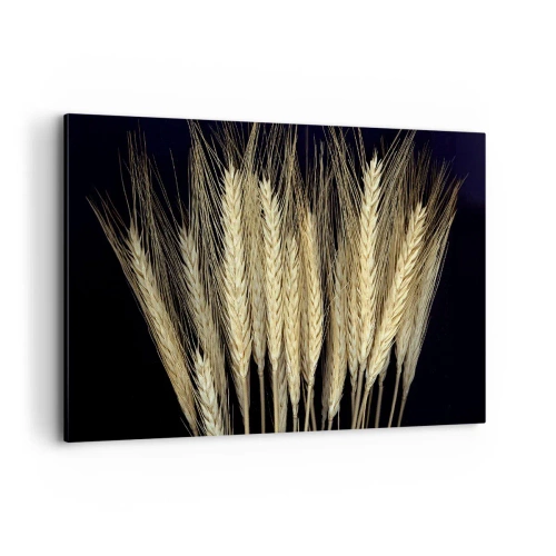 Cuadro sobre lienzo - Impresión de Imagen - Espigas de trigo sobre fondo negro en estilo rústico - 120x80cm - Magia rústica - Decoración de pared moderna para salón y dormitorio ARTTOR