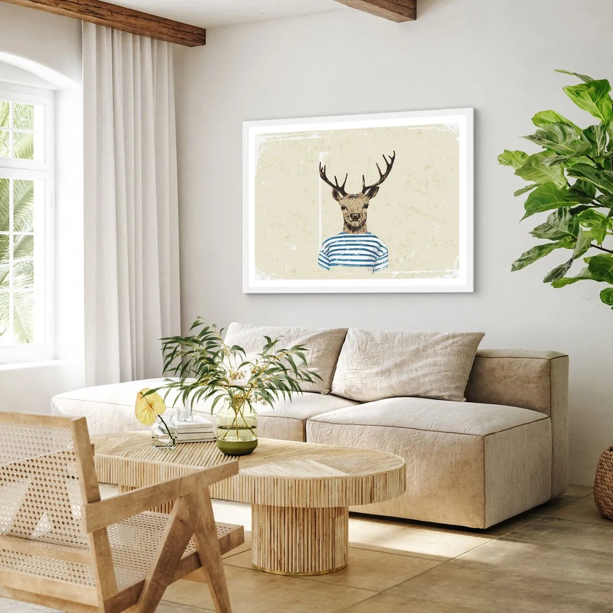 Póster en marco blanco - Porque me gustan las camisas de rayas - 50x40 cm