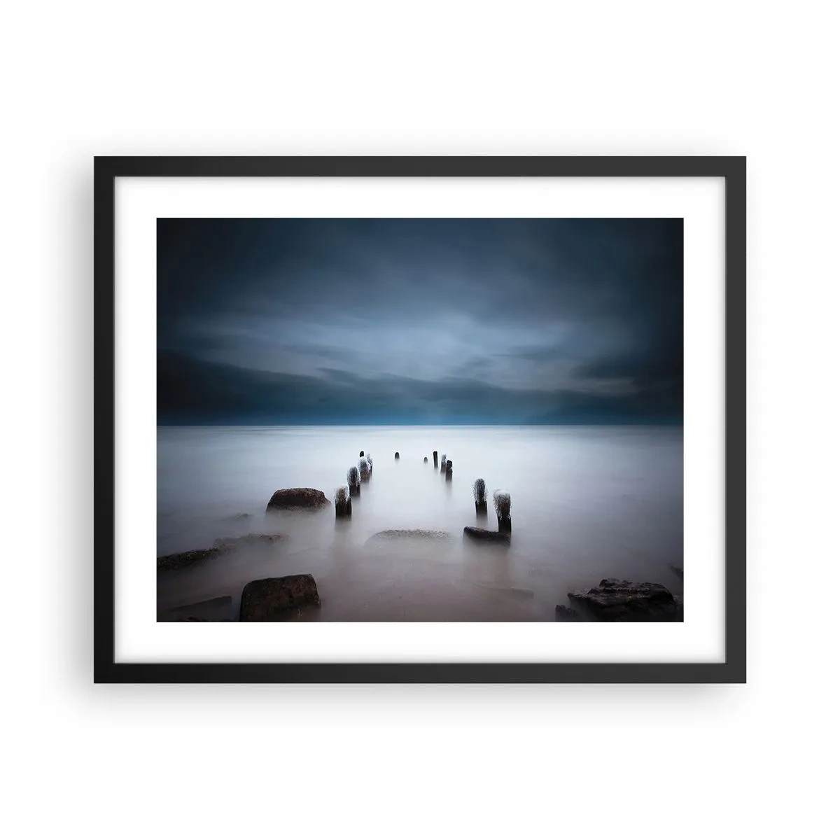 Póster en marco negro - El lago del pensamiento - 50x40 cm