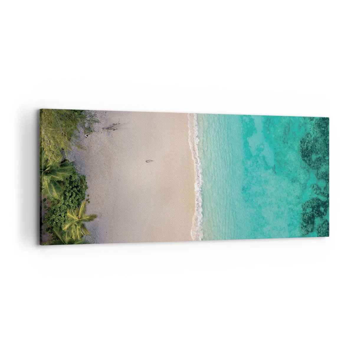 Cuadro sobre lienzo - Impresión de Imagen - Vista aérea de una playa tropical con agua turquesa. - 120x50cm - Playa del paraíso - Decoración de pared moderna para salón y dormitorio ARTTOR
