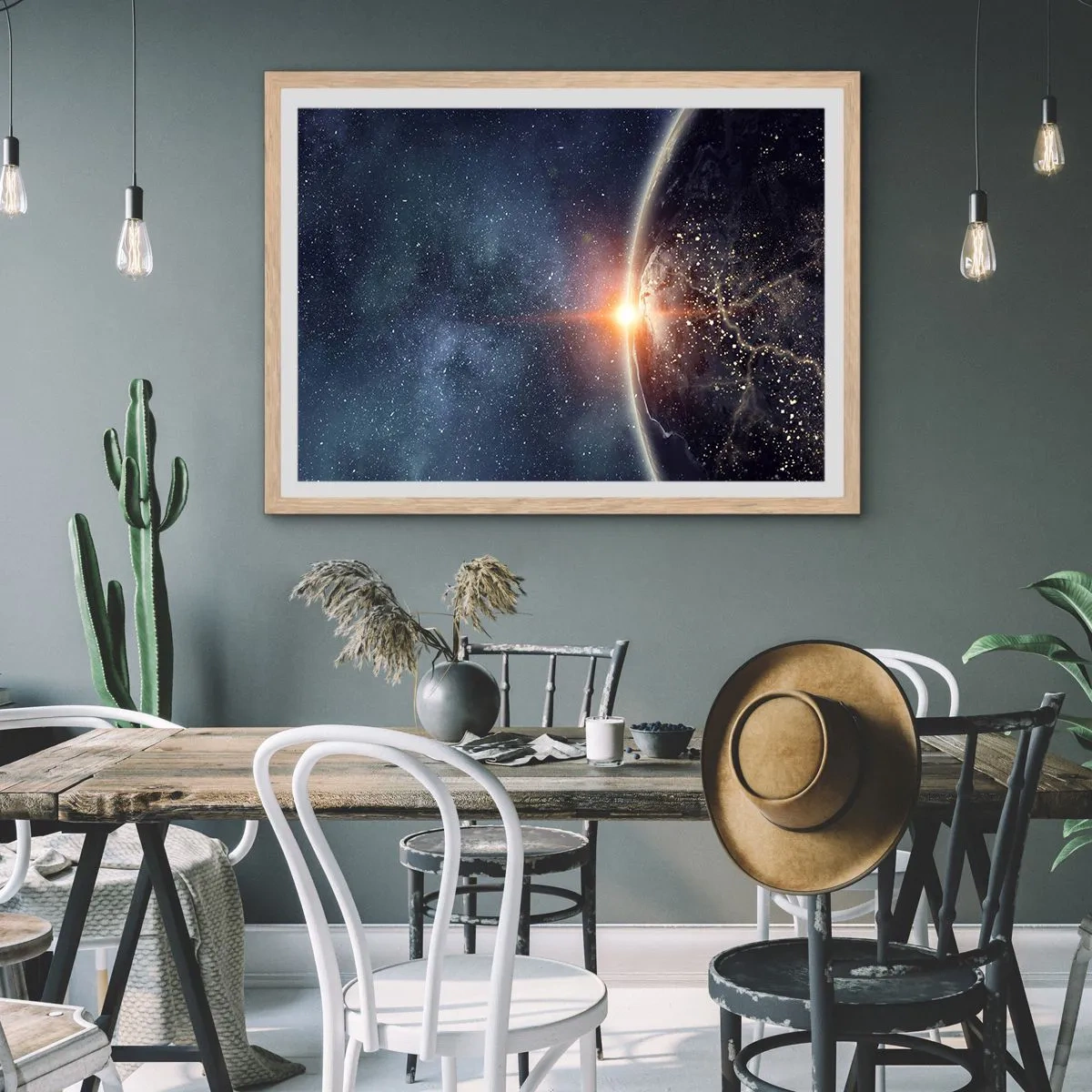 Póster en marco roble claro - En una nueva perspectiva - 100x70 cm