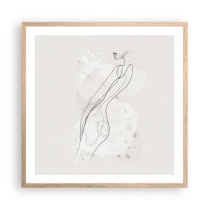 Póster en marco roble claro - Una mirada no dice nada y al mismo tiempo lo dice todo - 60x60 cm