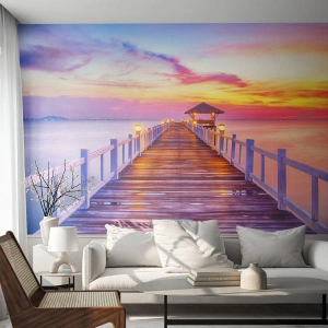 Fotomural Premium Sand - El silencio lila-dorado de la tarde - Paisaje, Mar, Bahía - 250x175 cm