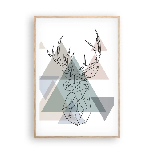 Póster en marco roble claro - En un bosque geométrico - 70x100 cm