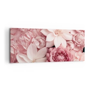 Cuadro sobre lienzo - Impresión de Imagen - Flores en tonos rosa y blanco en un enfoque artístico. - 120x50cm - Entre pétalos rosas - Decoración de pared moderna para salón y dormitorio ARTTOR