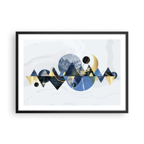 Póster en marco negro - Patrones geométricos abstractos con motivos montañosos - 70x50cm - Paisaje geométrico - Decoración de pared moderna para salón y dormitorio ARTTOR