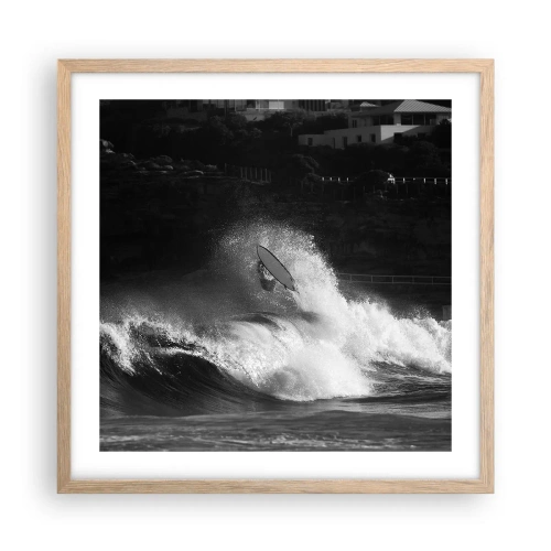 Póster en marco roble claro - Desafío aceptado - 50x50 cm