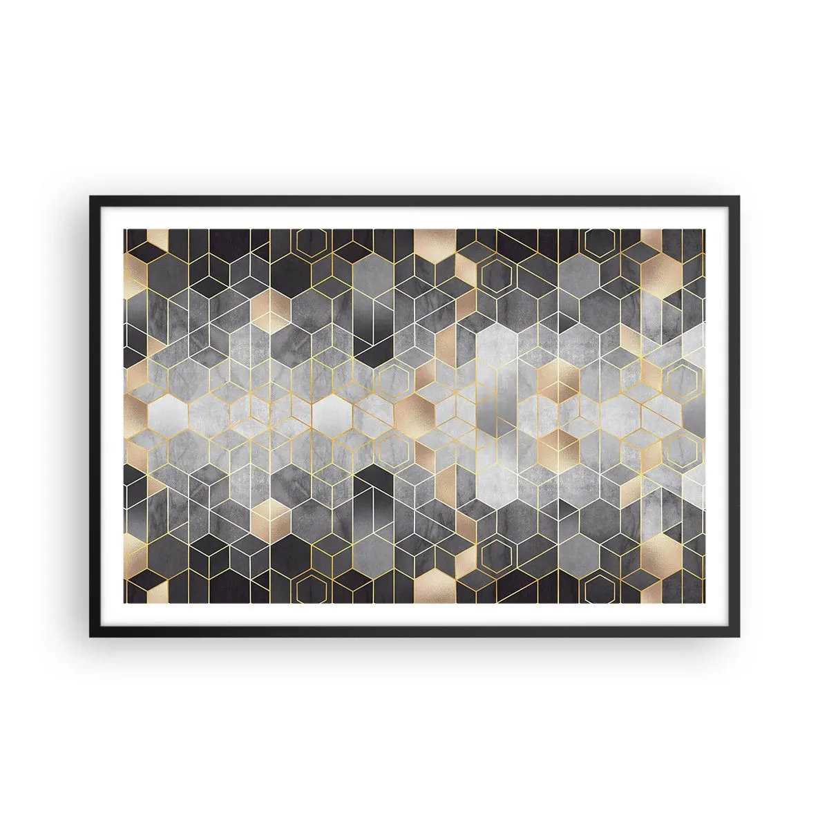 Póster en marco negro - Composición de diamantes - 91x61 cm