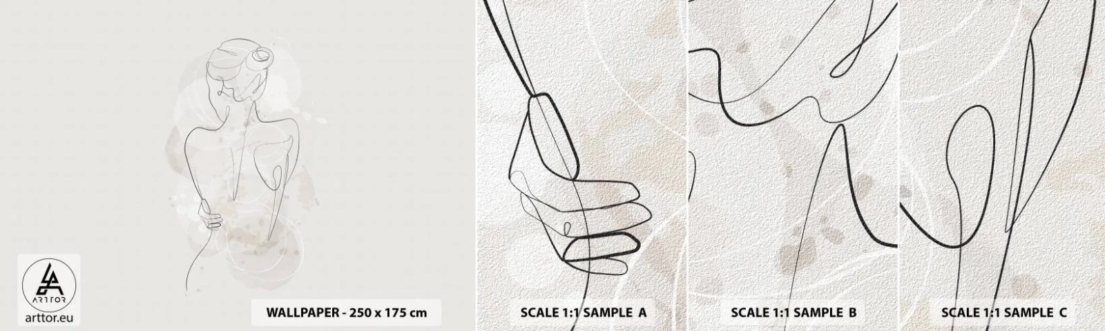 Muestra de fotomural autoadhesivo Deluxe Sticker - Como un cuerpo sensible - Mujer, Cuerpo, Gráficos - 100x30 cm