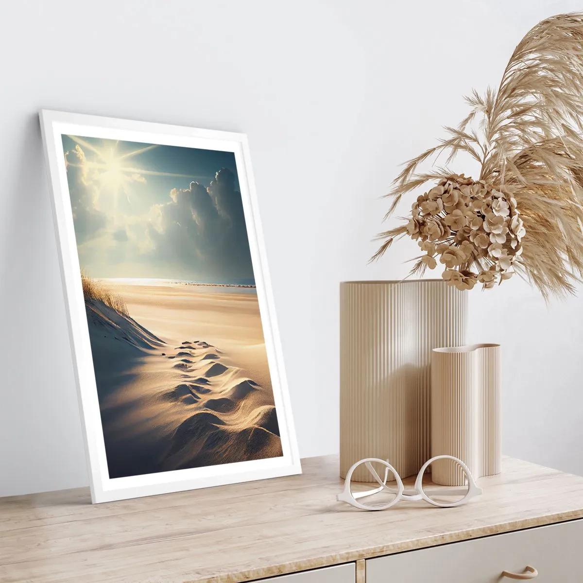 Póster en marco blanco - Paisaje tranquilizador - 61x91 cm