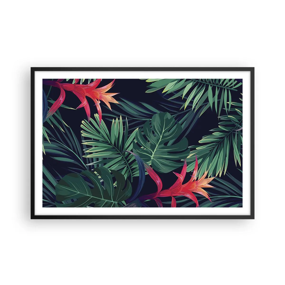 Póster en marco negro - Encender el color verde - 91x61 cm