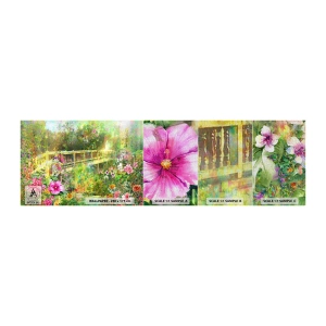 Muestra de fotomural Premium Canvas - Un puente de suspiros de primavera - Paisaje, flores, Jardín - 100x30 cm