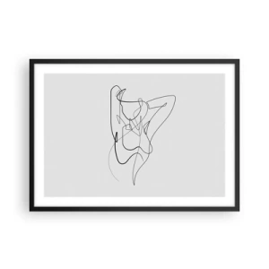 Póster en marco negro - Contorno minimalista de una silueta femenina - 70x50cm - Realmente, tal y como eres - Decoración de pared moderna para salón y dormitorio ARTTOR