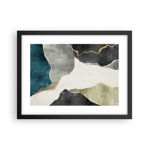 Póster en marco negro - Composición en mosaico con una hebra de oro - 40x30 cm