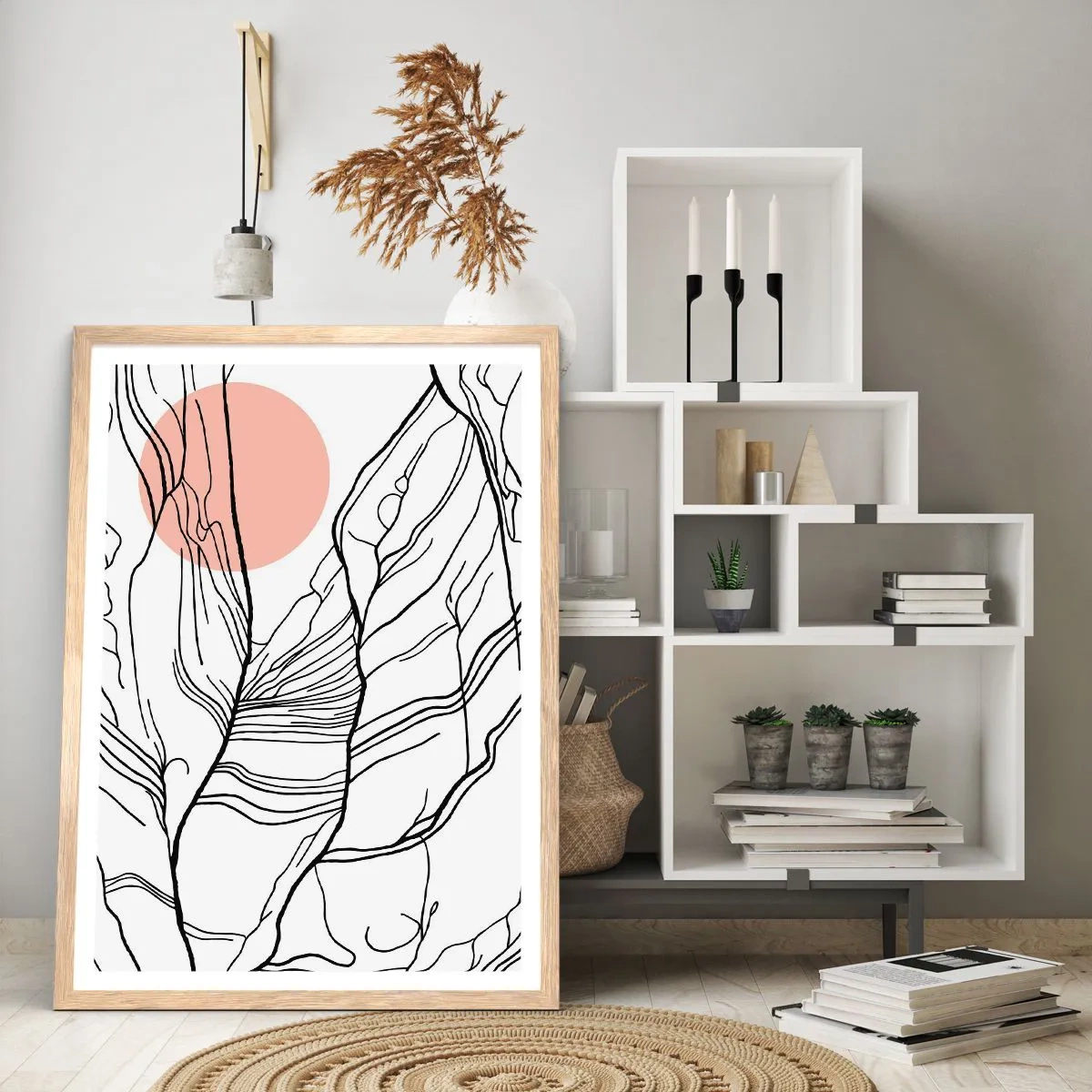 Póster en marco roble claro - En una red de ramas - 30x40 cm