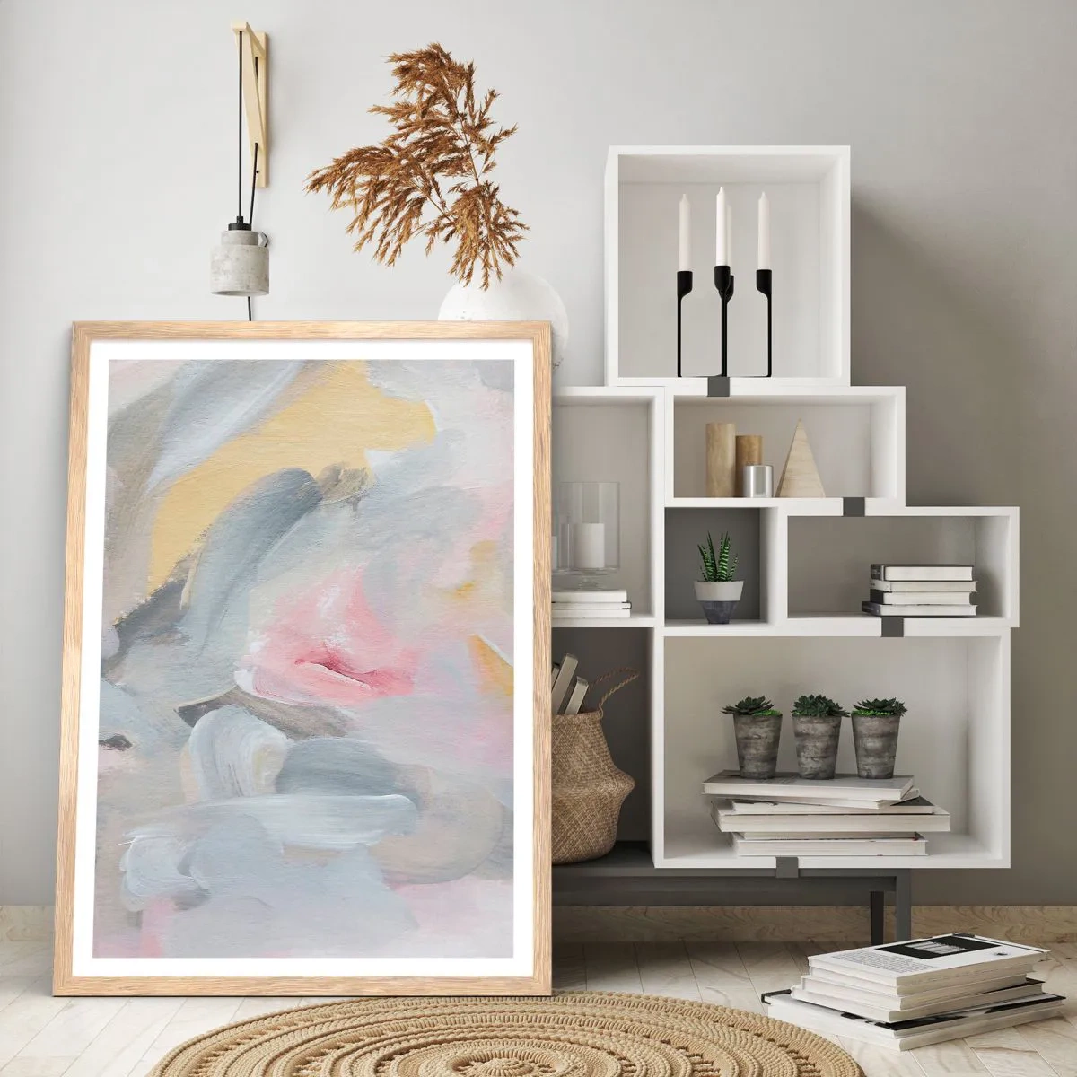 Póster en marco roble claro - En un mundo de colores pastel - 61x91 cm