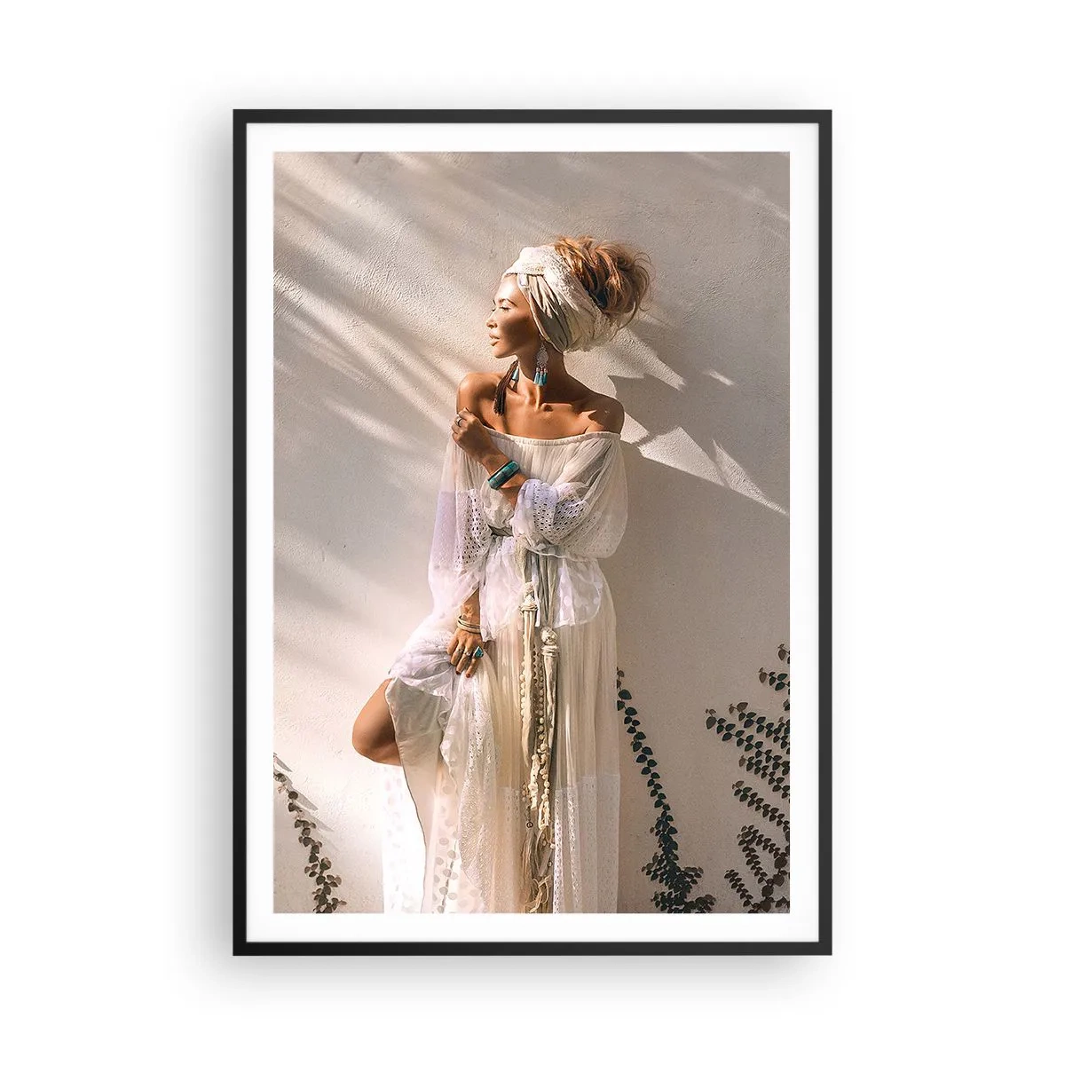 Póster en marco negro - El sol y la joven - 70x100 cm