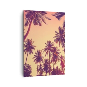 Cuadro sobre lienzo - Impresión de Imagen - Palmeras contra el cielo con cálidos colores del atardecer. - 70x100cm - Variante tropical - Decoración de pared moderna para salón y dormitorio ARTTOR