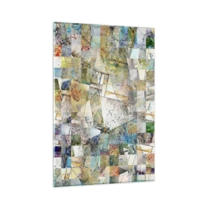 Cuadro sobre vidrio - Impresiones sobre Vidrio - Abstracción colorida con formas geométricas y líneas. - 80x120cm - Remodelación geométrica - Decoración de pared moderna para salón y dormitorio ARTTOR