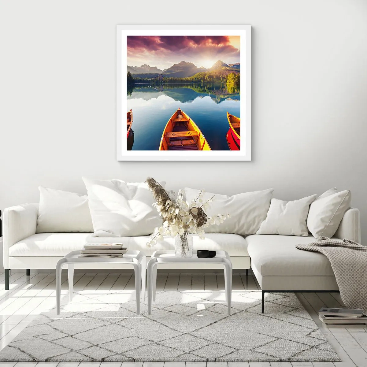 Póster en marco blanco - Frente a la naturaleza - 60x60 cm