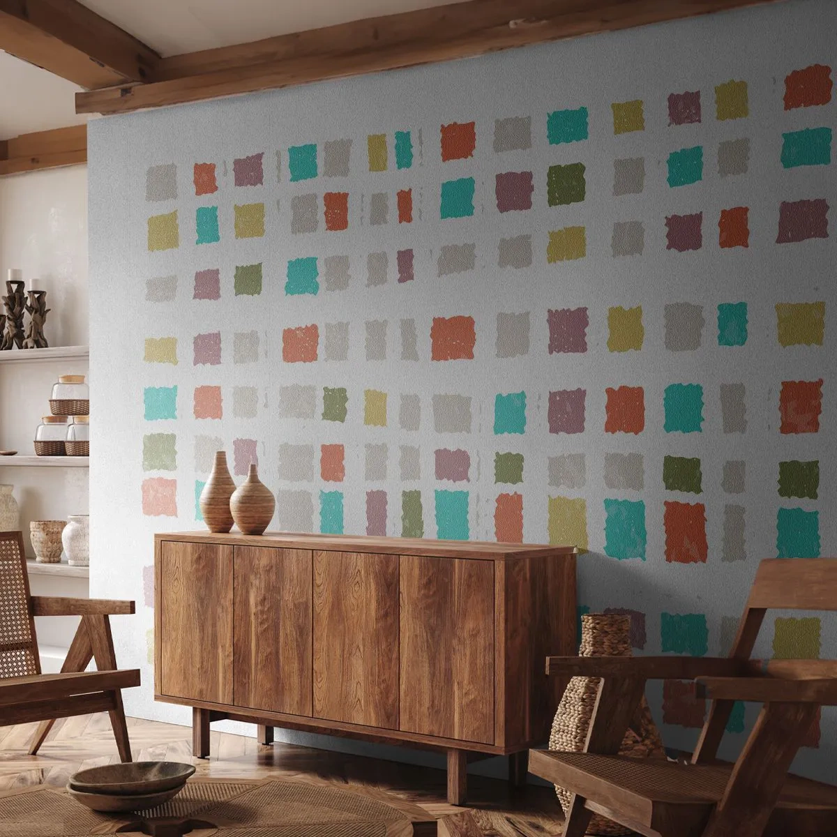 Fotomural Premium Canvas - Juego desconocido - Pastel, Cuadrícula, Minimalismo - 500x350 cm