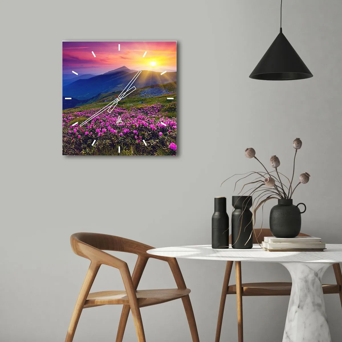 Reloj de pared - Reloj de vidrio - ... Y el aroma a hierbas está por todas partes - 30x30 cm