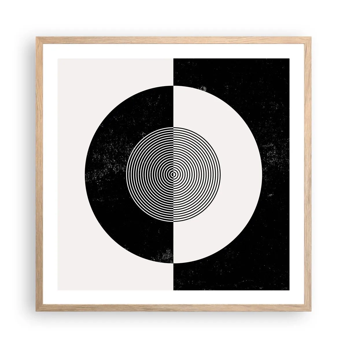 Póster en marco roble claro - Armonía en blanco y negro - 60x60 cm