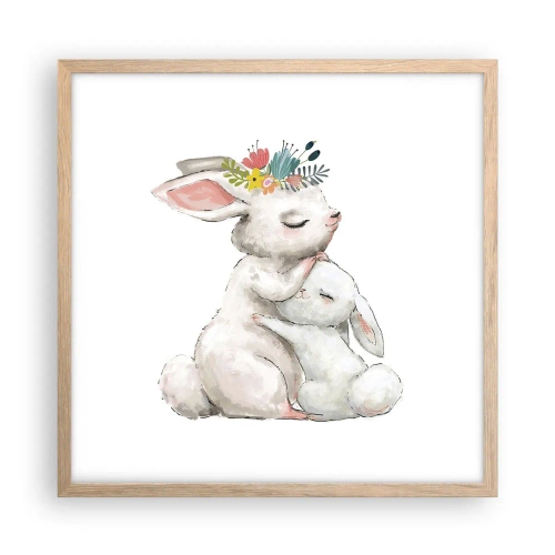 Póster en marco roble claro - En ningún lugar mejor que con mamá - 50x50 cm