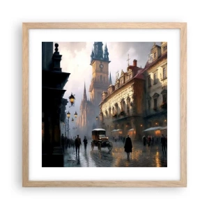 Póster en marco roble claro - La magia de una noche de Praga - 40x40 cm