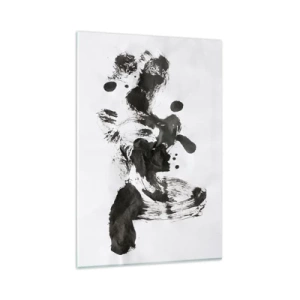 Cuadro sobre vidrio - Impresiones sobre Vidrio - Composición abstracta de manchas negras sobre fondo blanco. - 80x120cm - ¿Un método en la locura? - Decoración de pared moderna para salón y dormitorio ARTTOR