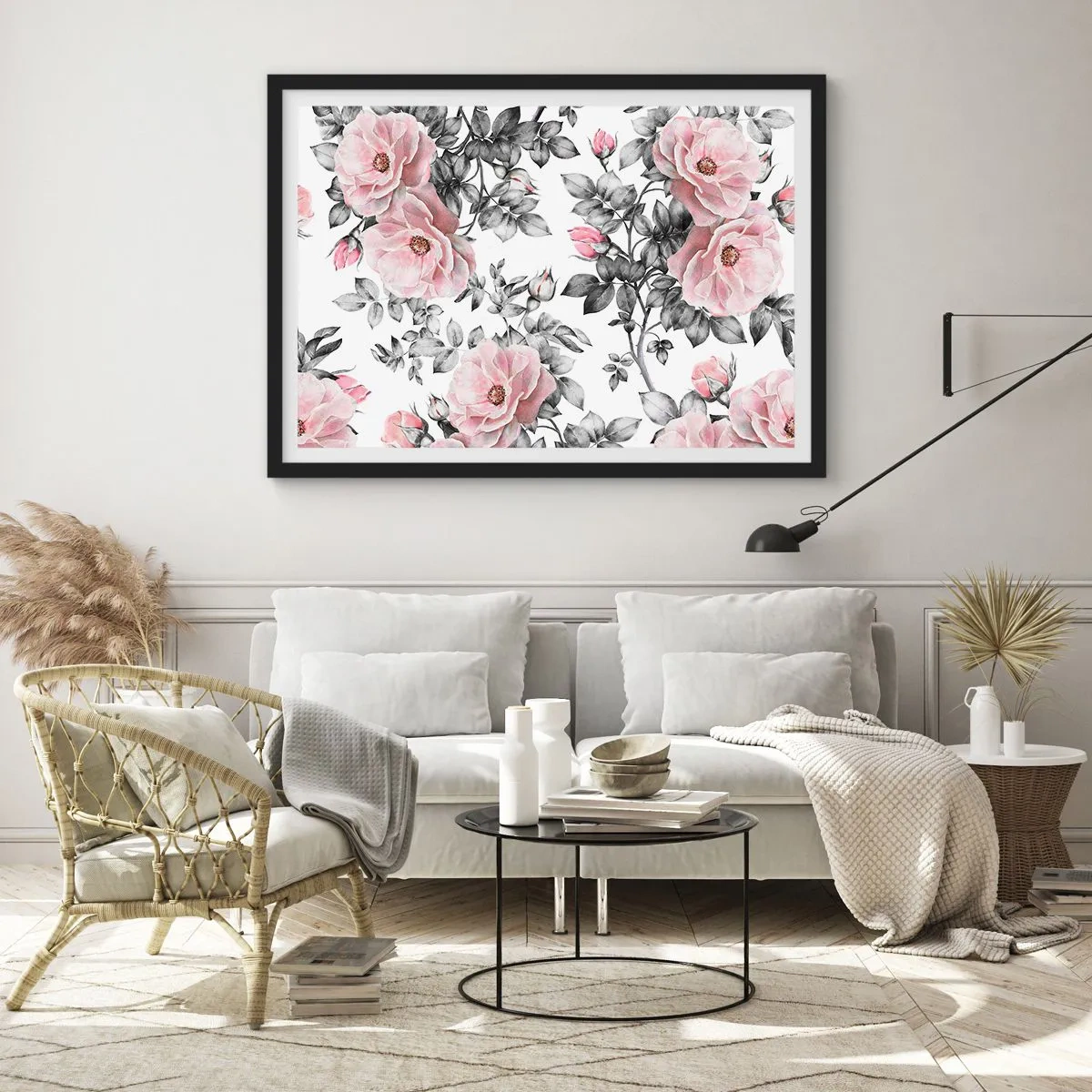 Póster en marco negro - Entre las rosas - 40x30 cm
