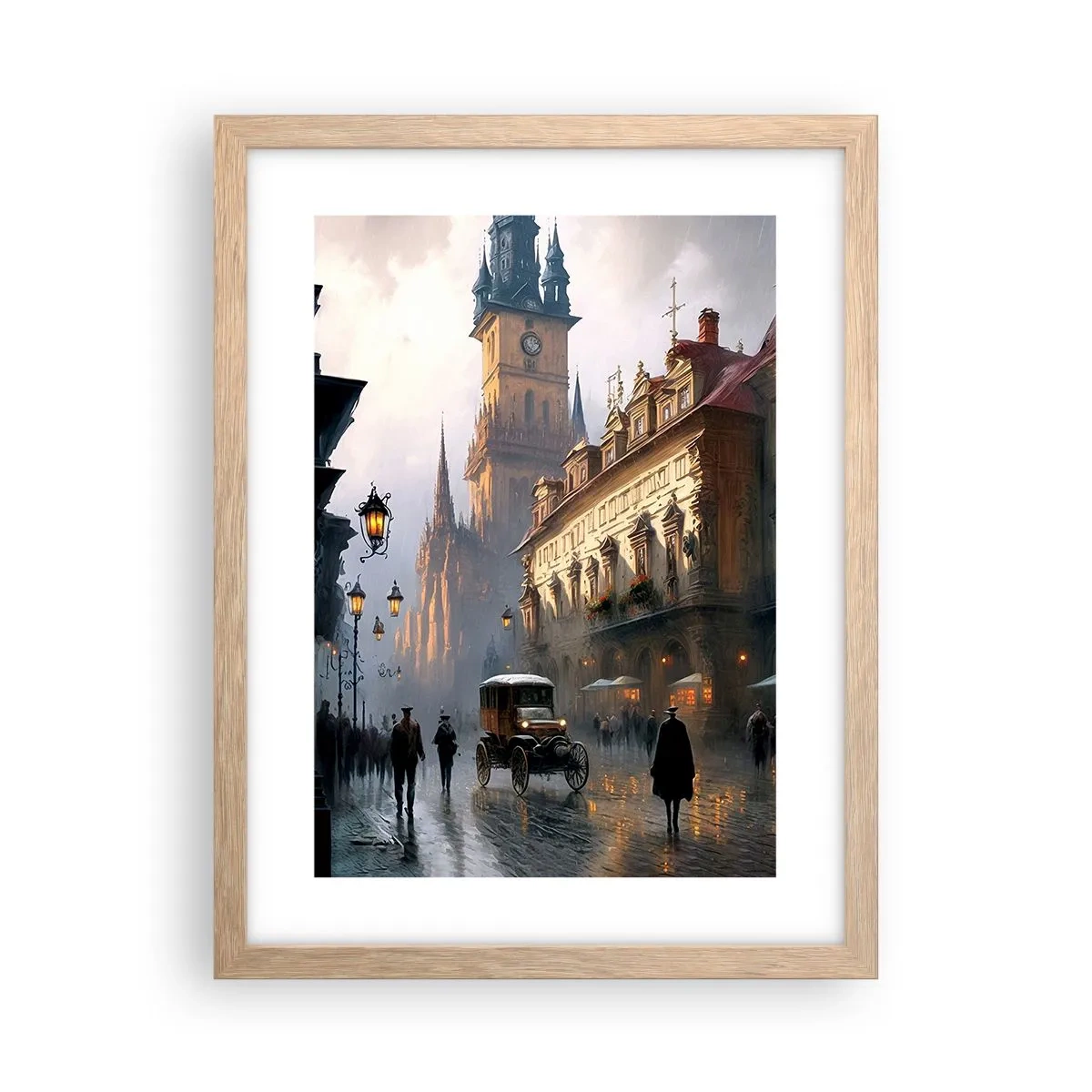 Póster en marco roble claro - La magia de una noche de Praga - 30x40 cm