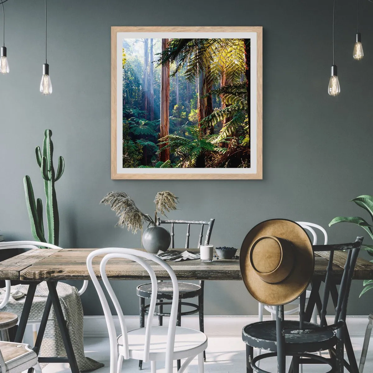 Póster en marco roble claro - Un cuento de hadas del bosque - 60x60 cm