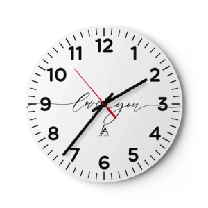 Reloj de pared - Reloj de vidrio - Negro sobre blanco - 30x30 cm