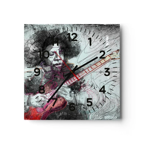 Reloj de pared - Reloj de vidrio - Volando con la música - 40x40 cm