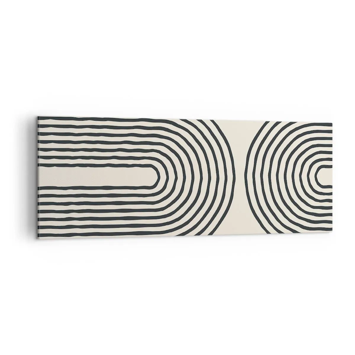 Cuadro sobre lienzo - Impresión de Imagen - Patrón geométrico abstracto con líneas simétricas sobre un fondo claro. - 140x50cm - Próximamente... - Decoración de pared moderna para salón y dormitorio ARTTOR