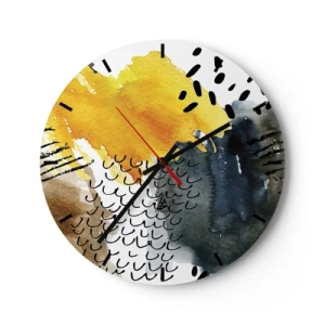 Reloj de pared - Reloj de vidrio - Reunión de los elementos - 40x40 cm