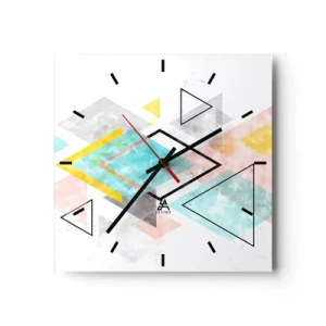 Reloj de pared - Reloj de vidrio - Un juego geométrico - 40x40 cm