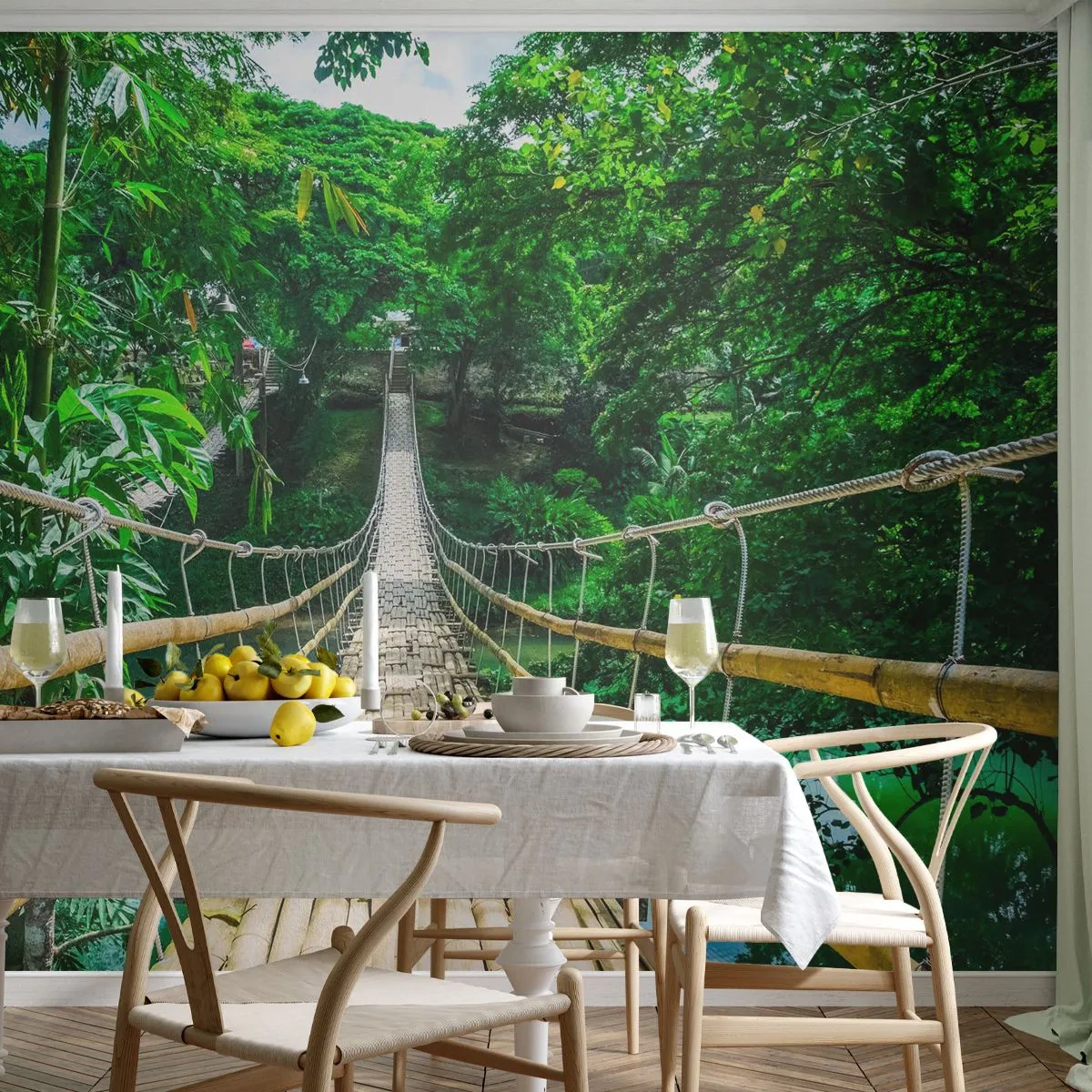 Fotomural personalizado Standard Eco - Puente colgante sobre la vegetación - Paisaje, Selva, Filipinas
