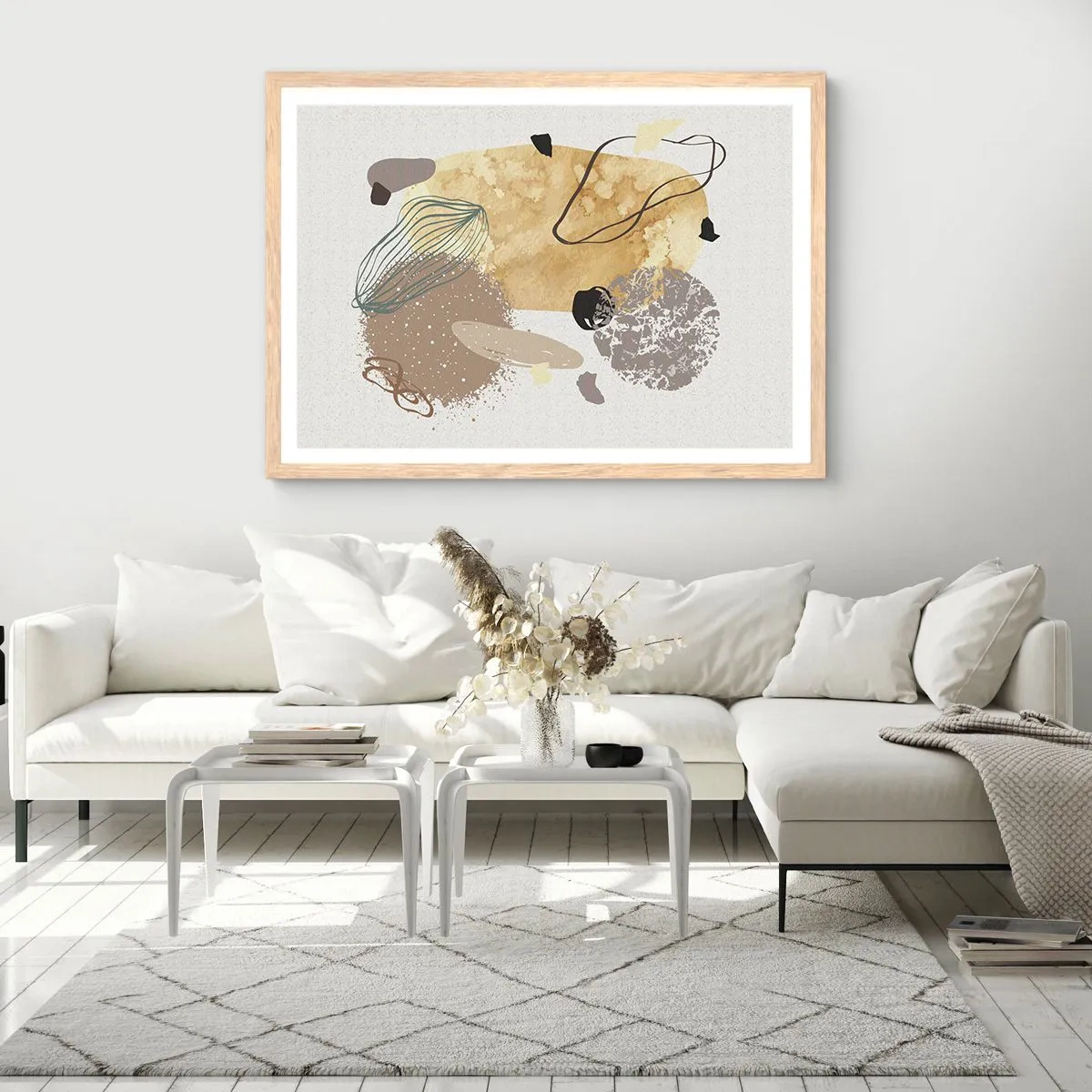 Póster en marco roble claro - Plumología aplicada - 100x70 cm