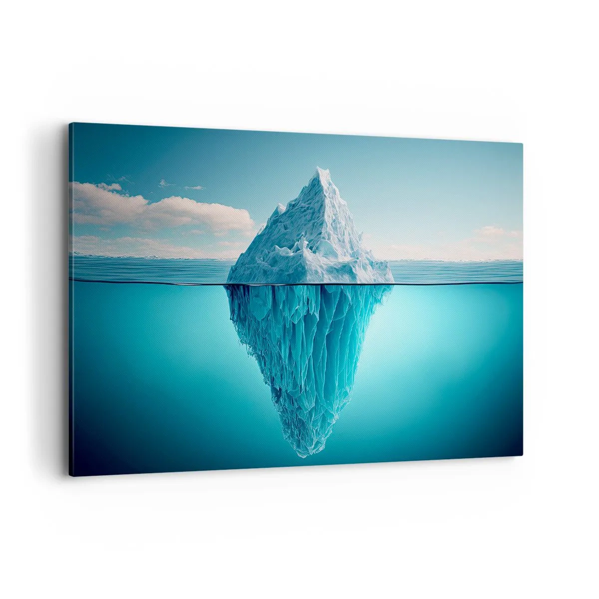 Cuadro sobre lienzo - Impresión de Imagen - Un iceberg visible por encima y por debajo de la superficie del agua. - 100x70cm - El trono de hielo - Decoración de pared moderna para salón y dormitorio ARTTOR