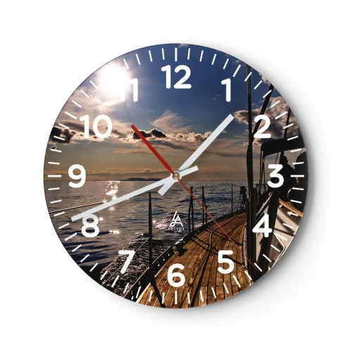 Reloj de pared - Reloj de vidrio - Bajo las velas hacia el sol - 30x30 cm