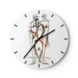 Reloj de pared - Reloj de vidrio - Boceto artístico de personaje en estilo minimalista. - 30x30cm - Un estudio sobre el encanto - Decoración de pared moderna para salón, cocina y dormitorio ARTTOR