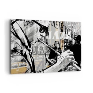 Cuadro sobre lienzo - Impresión de Imagen - Escena de jazz de Nueva York - 120x80cm - Al ritmo de Nueva York - Decoración de pared moderna para salón y dormitorio ARTTOR